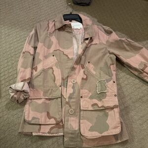 Anthropologie Pink and Tan Patterned Jacket